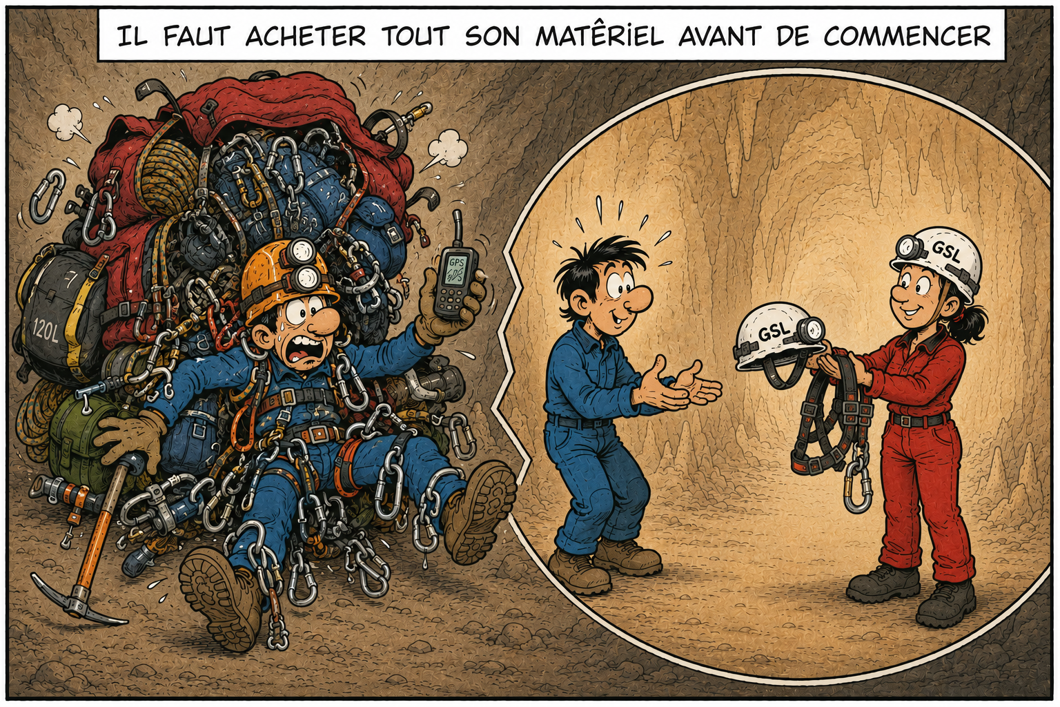 Illustration : mythe du matériel à acheter avant de commencer.