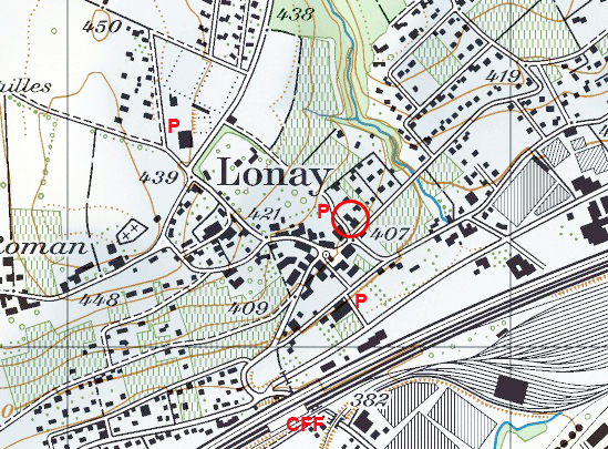 Plan de situation — le local est indiqué par le cercle rouge.